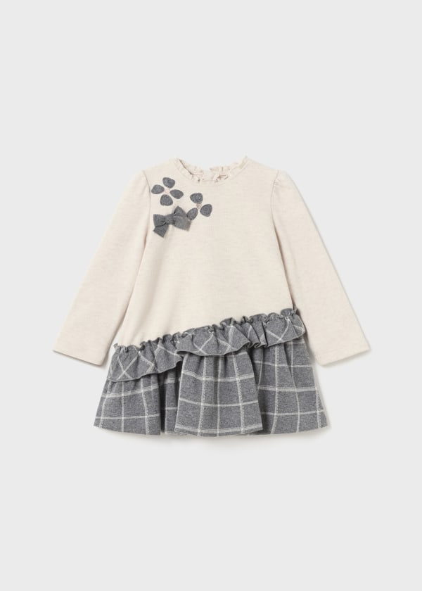 Mayoral Ivory & Grey Combined Dress - 2980