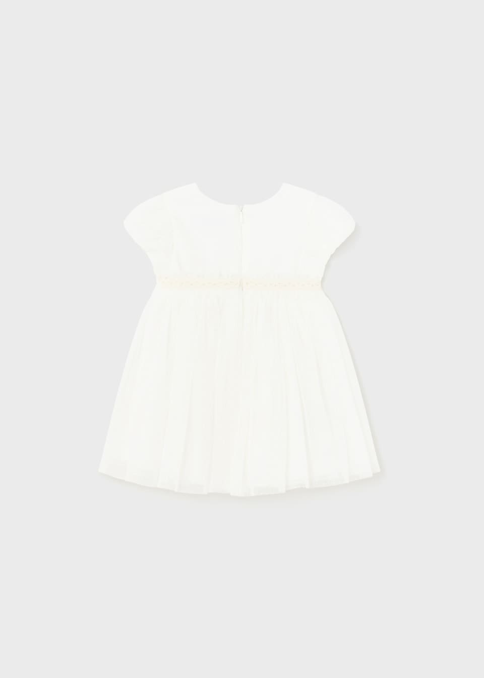 Mayoral Girls Ivory Combined Pleated Tulle Dress - 1904