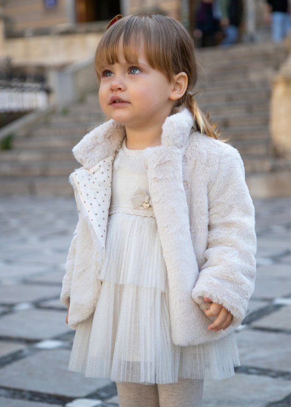 Mayoral Ivory & Gold Sparkle Dress - 2979