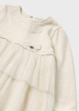 Mayoral Ivory & Gold Sparkle Dress - 2979