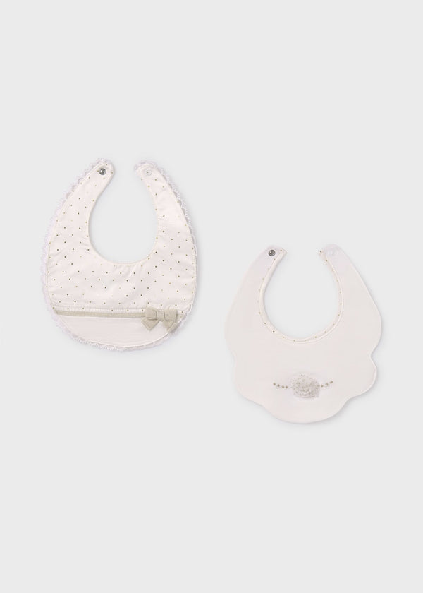Mayoral Baby Set of 2 Waterproof Embroidered Bibs - Natural - 9486