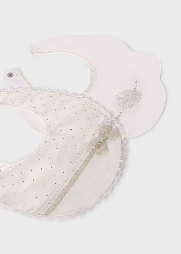Mayoral Baby Set of 2 Waterproof Embroidered Bibs - Natural - 9486