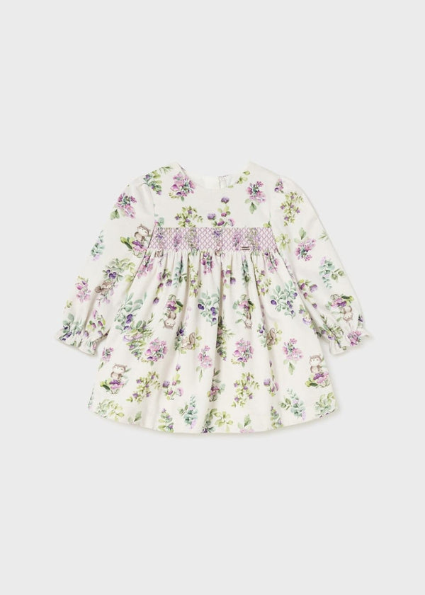 Mayoral Baby Velvet Print Smocked Dress - 2913