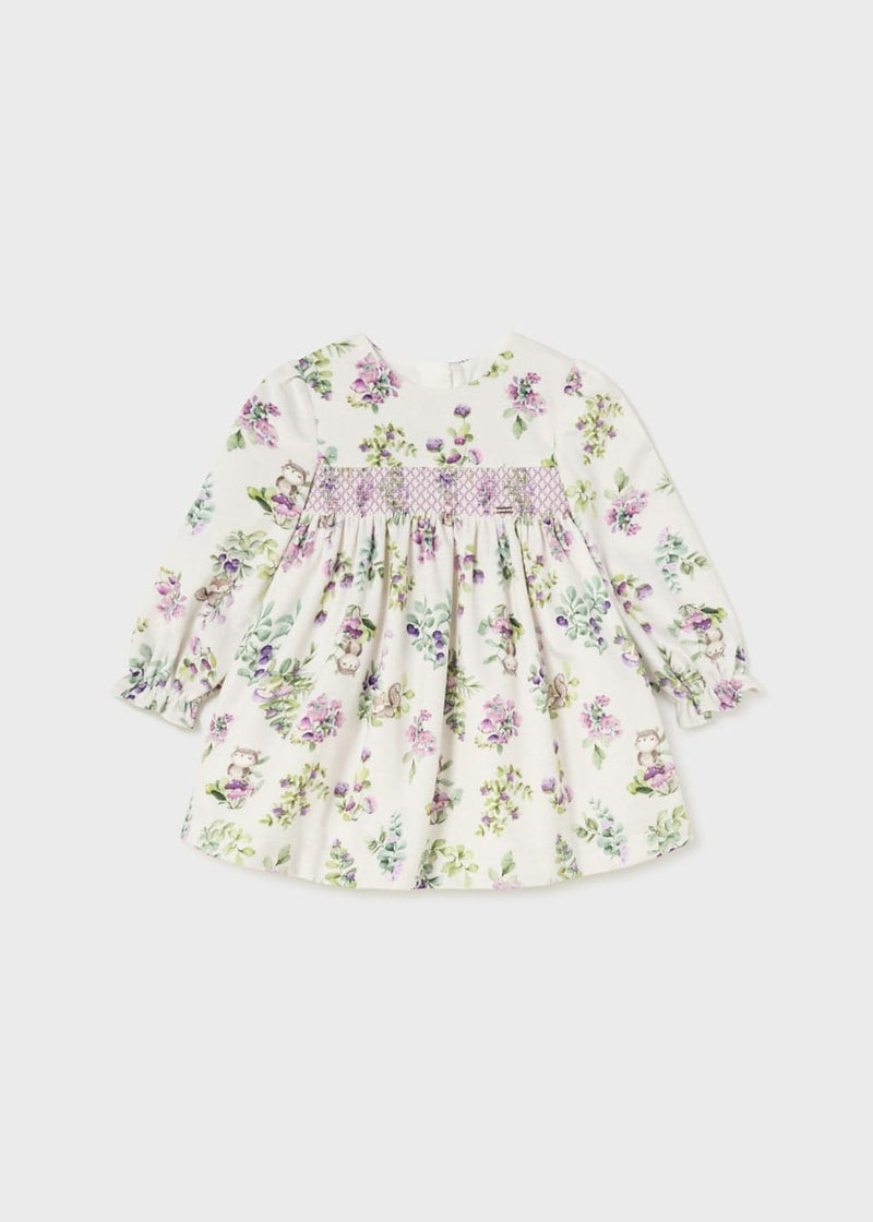 Mayoral Baby Velvet Print Smocked Dress - 2913