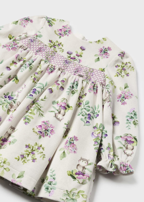 Mayoral Baby Velvet Print Smocked Dress - 2913