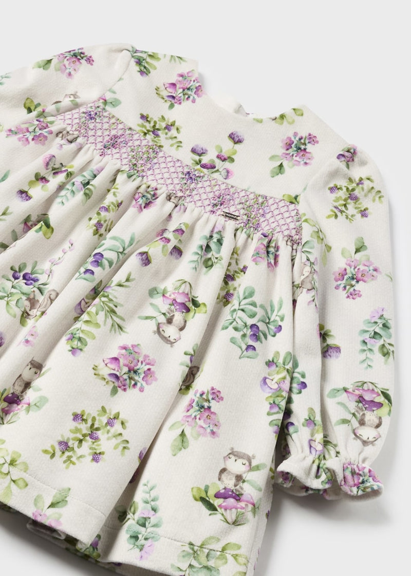 Mayoral Baby Velvet Print Smocked Dress - 2913