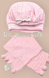 Pretty Originals Luxury Pom Pom Beret And Scarf Set  Pink