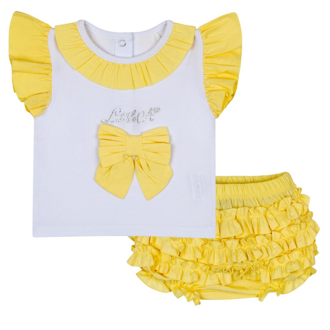 Little A Lemon & White "JAZZY" Poplin Jam Pants Set - LA24106