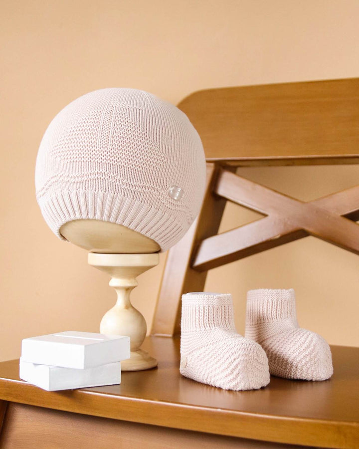 Leo King Boys Beige Boat Hat And Booties