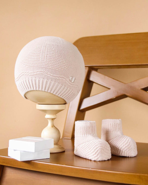 Leo King Boys Beige Boat Hat And Booties