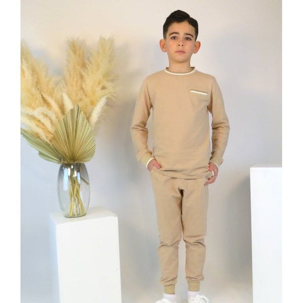 HARRIS KIDS "Bernie" Boys Round Neck Tracksuit - Beige