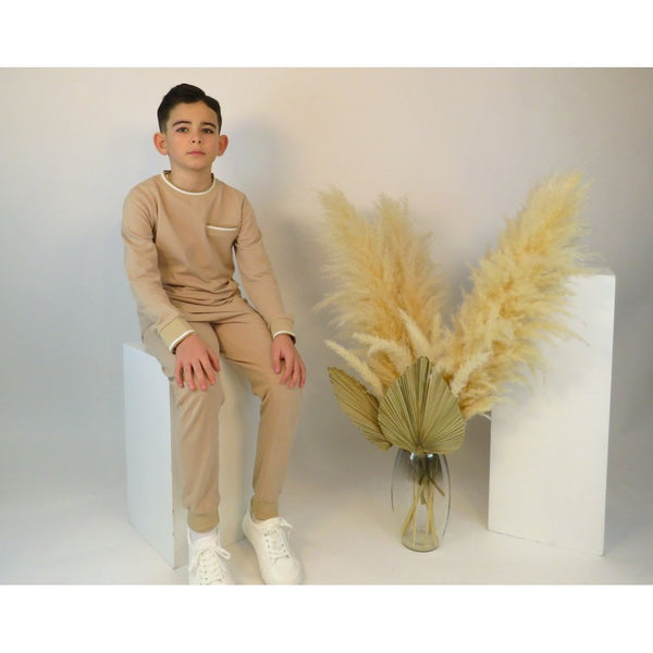 HARRIS KIDS "Bernie" Boys Round Neck Tracksuit - Beige