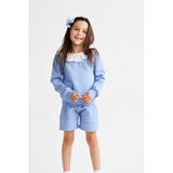 Harris Kids "Bessie" Girls Frill Neck Jumper & Short Set - Blue