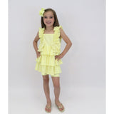 HARRIS KIDS "Beth" Girls Ruffle Bow Cycling Short Set - Lemon