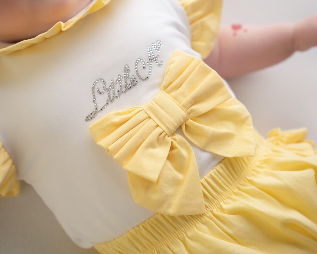 Little A Lemon & White "JAZZY" Poplin Jam Pants Set - LA24106