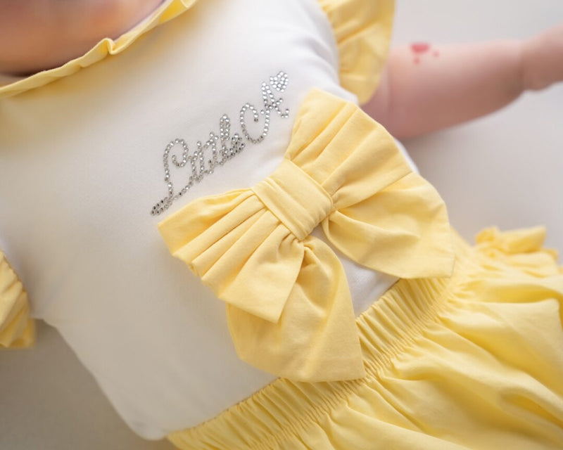 Little A Lemon & White "JAZZY" Poplin Jam Pants Set - LA24106