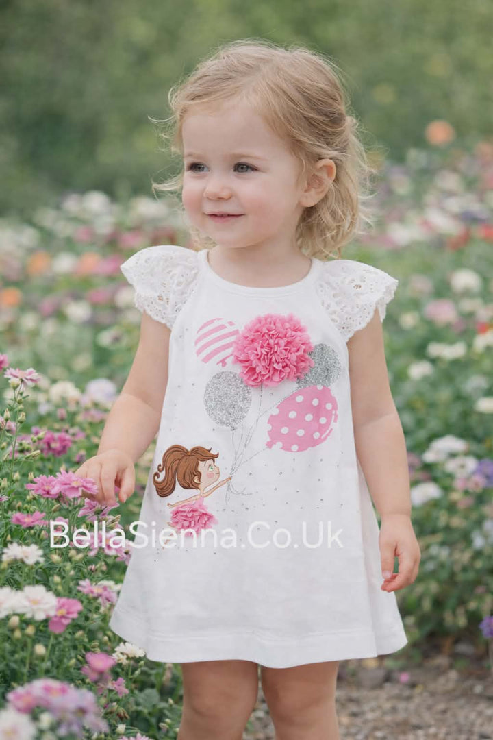 Mayoral Summer Dress For Baby Girl White/Pink - 1983