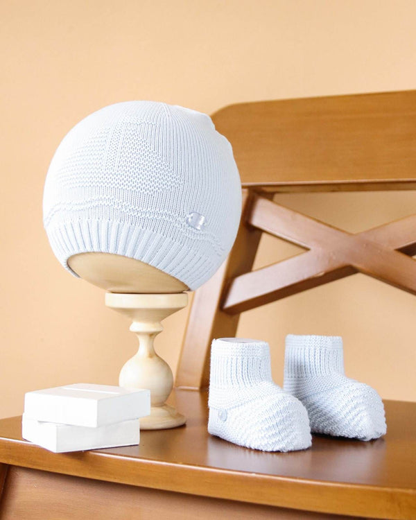 Leo King Boys Pale Blue Boat Hat And Booties