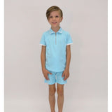 HARRIS KIDS "Bruno" Boys Plain Polo Short Set - Turquoise