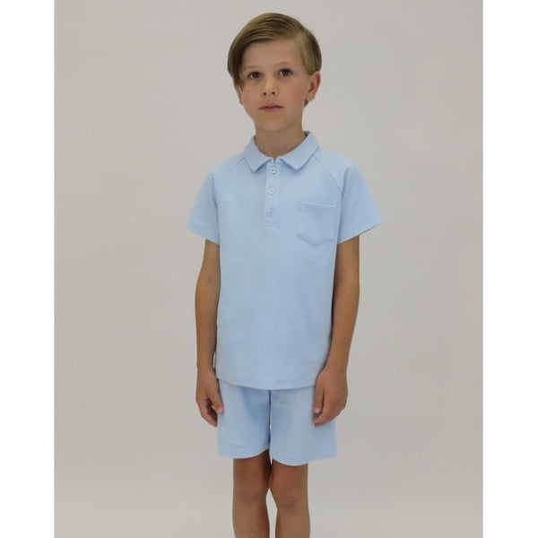 HARRIS KIDS "Buddy" Ribbed Boys Short Set - Baby Blue