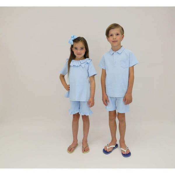 HARRIS KIDS "Buddy" Ribbed Boys Short Set - Baby Blue