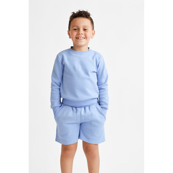 Harris Kids "Byron" Boys Plain Jumper & Shorts Set - Blue