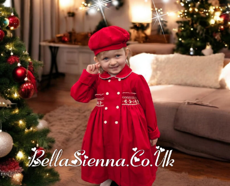Pretty Originals Red Traditional Smocked Dress Coat MC01154