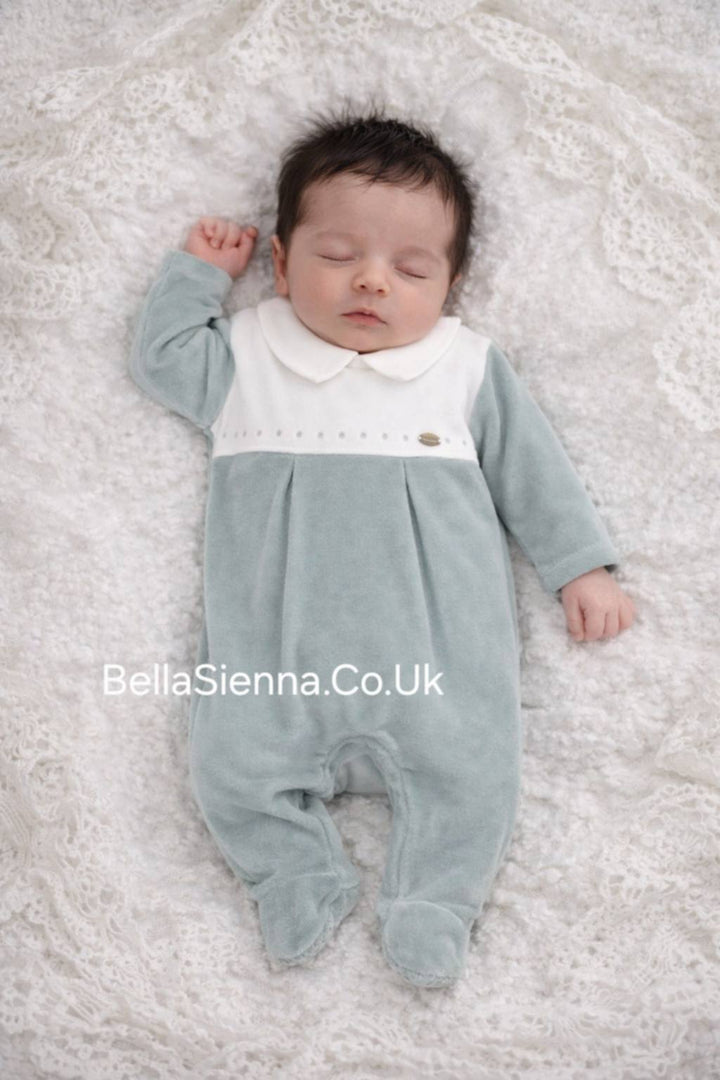 Mayoral Baby Ivory And Green Soft to Touch Sleepsuit 2715