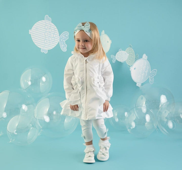 Little A White "JILLIE" Frill Baby Jacket - LA24101