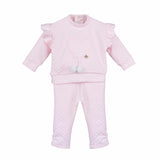 Calamaro Baby Girls Pink Hair Bow To Match Jam Pants Set Or Tracksuit - 11007 -11093