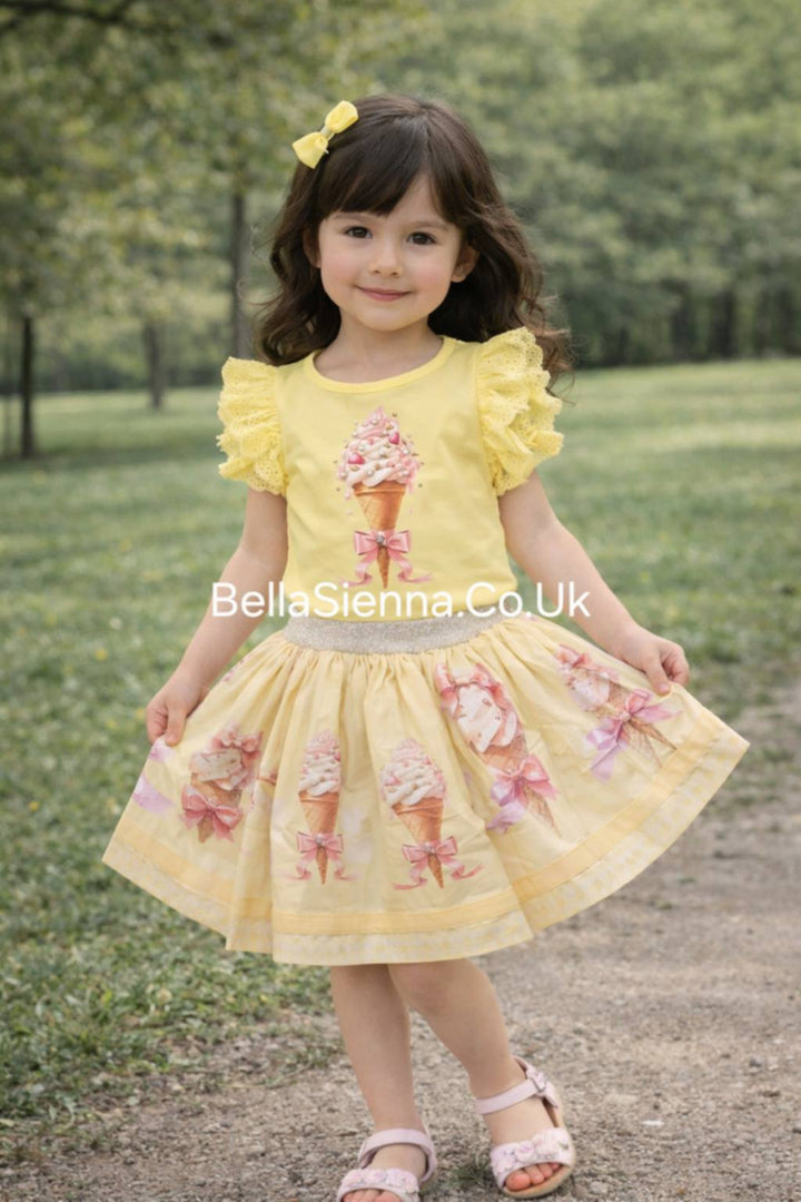 Lemon "Ice Cream" Tulle & Anglaise Skirt & Top Set