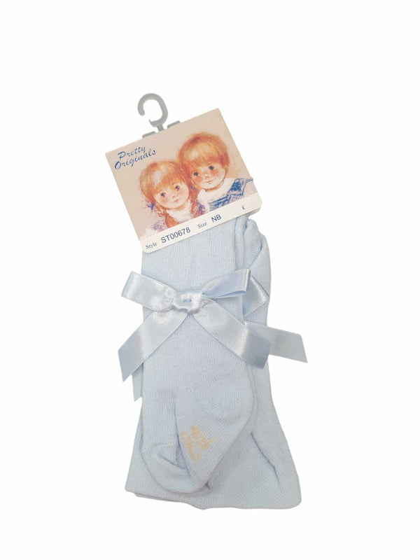 Pretty Originals Girls Baby Blue Bow Tights ST00678