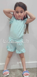 Bella Sienna Anglaise Frill Shorts Set - Eggshell