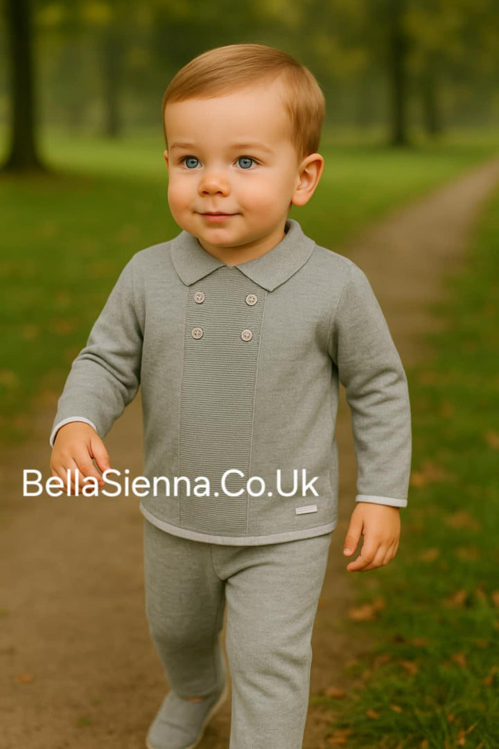 Blues Baby Grey Knitted Two Piece Outfit - Tracksuit - BB0087