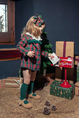 Calamaro Baby Girls Red & Green Tartan Hair Bow Clip - 77121