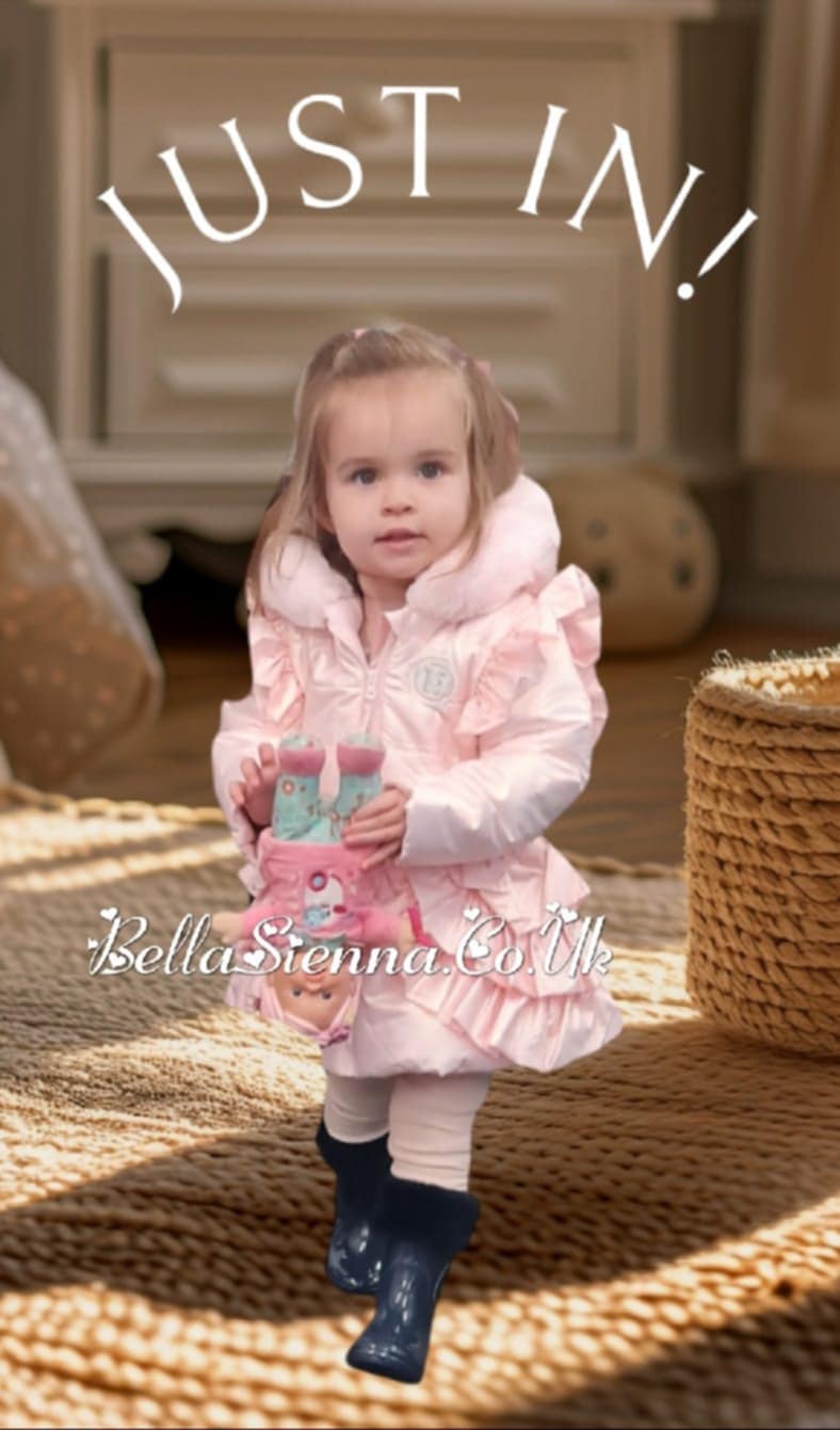 Mintini Girls Pink Coat With Diamante Logo - MB5933