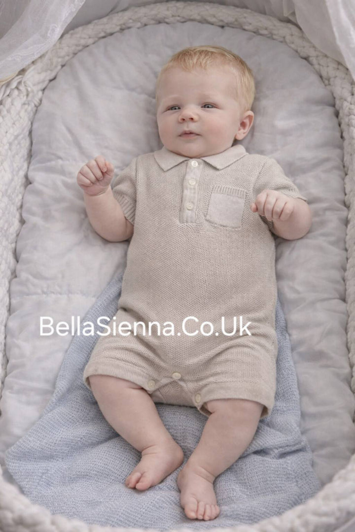 Sarah Louise Boys Beige Knitted Romper -008157