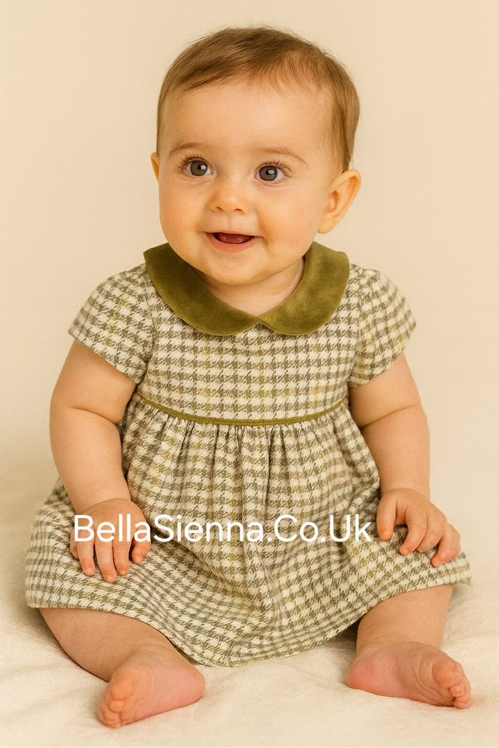 Mayoral Girls Winter Green Check Dress - 2831 - Matching Boys Available