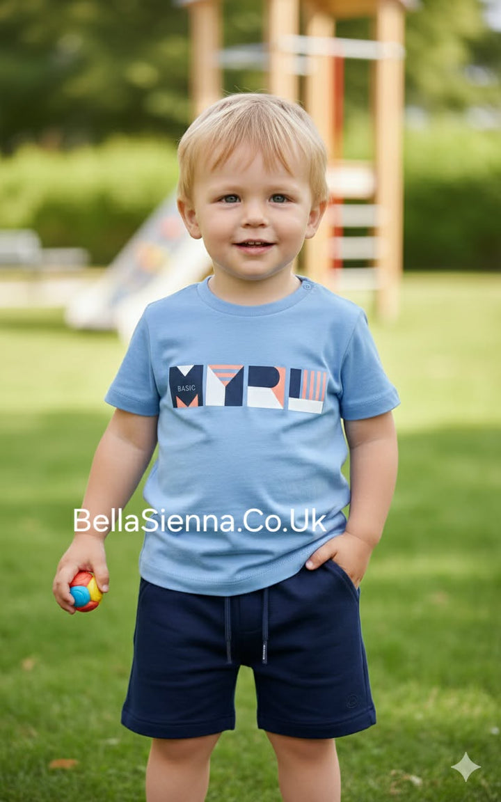 Mayoral Boys Blue T-Shirt & Blue Shorts Set 1064