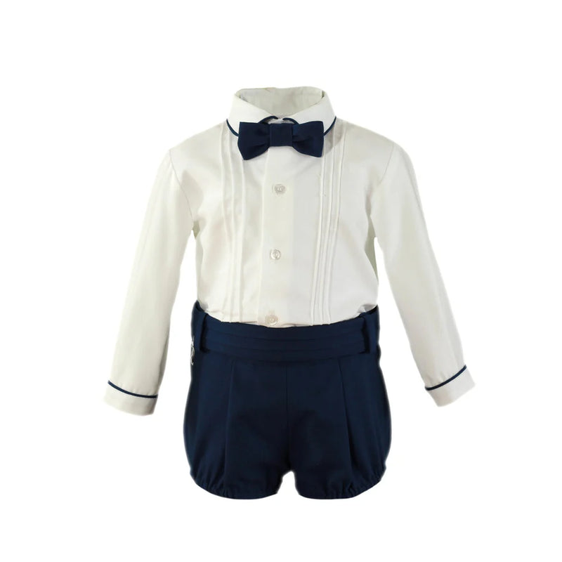 Miranda Boys White & Navy Set With Detachable Bow Tie - 162