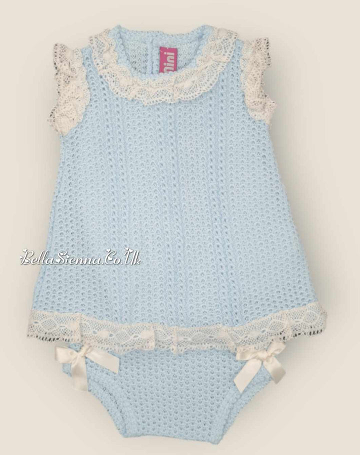 Nini Baby Girls Fine Blue And White Ivory Summer Set