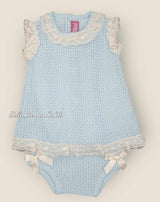 Nini Baby Girls Fine Blue And White Ivory Summer Set
