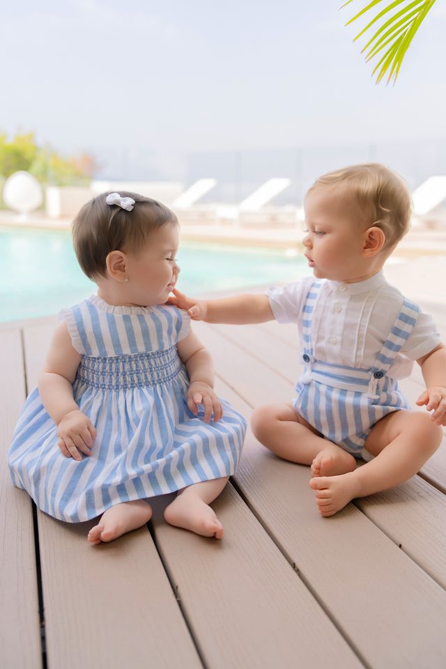 Miranda Baby Boys Blue & White Stripe Two Piece Set - 0040