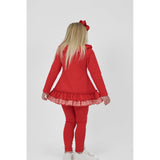 Harris Kids "Clara" Girls Red Frilly Checked Tracksuit