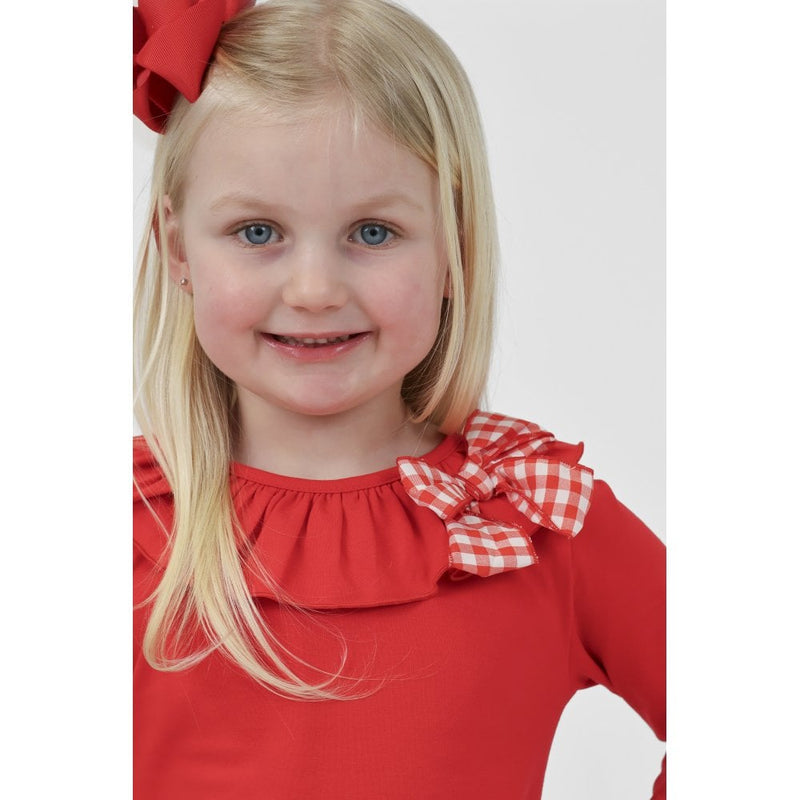 Harris Kids "Clara" Girls Red Frilly Checked Tracksuit