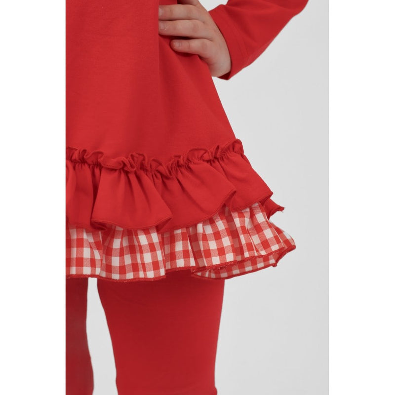 Harris Kids "Clara" Girls Red Frilly Checked Tracksuit