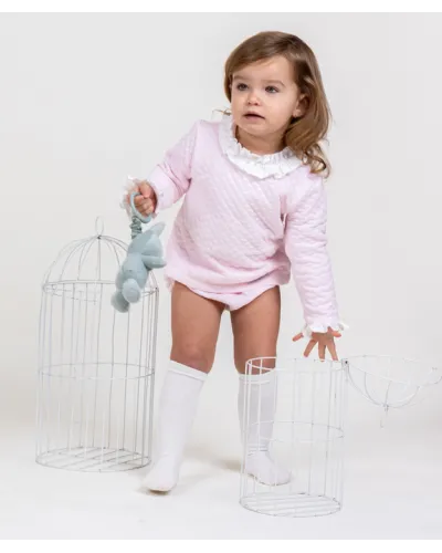 Calamaro Baby Girls Pink Jam Pants Set With Frill - 11007
