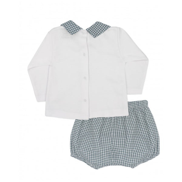 Rapife Boys White & Green Dog Tooth Two Piece Set - 5714