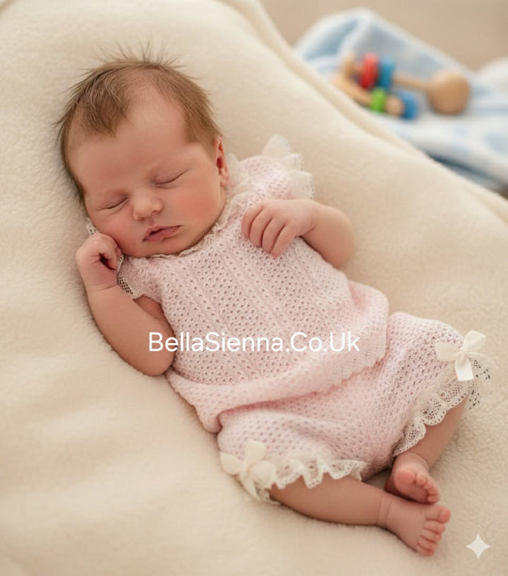 Nini Baby Girls Fine Open Knit Pink Summer Set -VR031