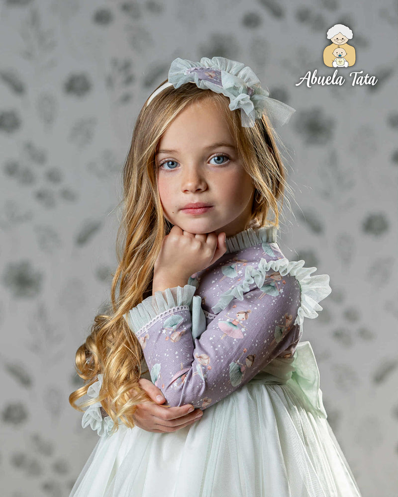 Abuela Tata Lilac & Green Tulle Ballerina Dress - 2599400